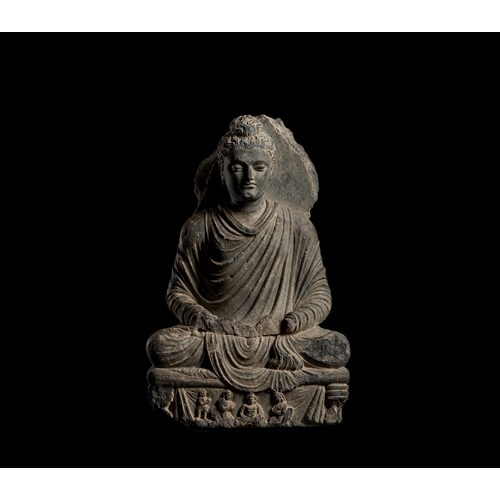 Seated Grey Schist Buddha